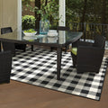 8' Black And Ivory Indoor Outdoor Runner Rug