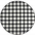 8' Black And Ivory Indoor Outdoor Runner Rug