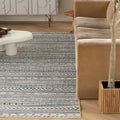 8' X 11' Navy Blue Decorative Stripes Area Rug
