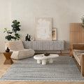8' X 11' Navy Blue Decorative Stripes Area Rug