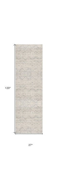5' X 8' Ivory Distressed Ikat Pattern Area Rug