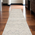 5' X 8' Ivory Distressed Ikat Pattern Area Rug
