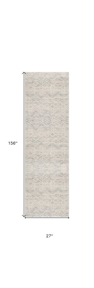 5' X 8' Ivory Distressed Ikat Pattern Area Rug
