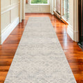5' X 8' Ivory Distressed Ikat Pattern Area Rug