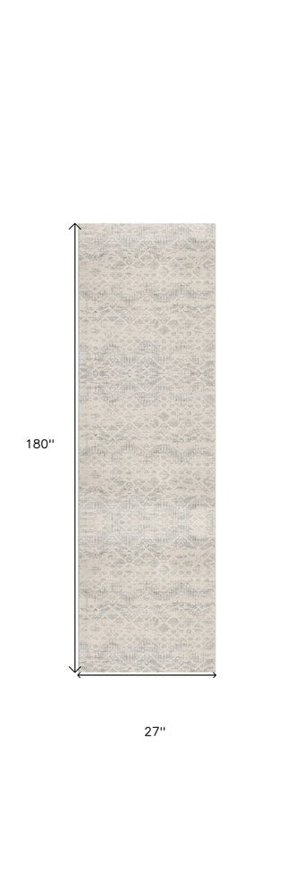 5' X 8' Ivory Distressed Ikat Pattern Area Rug