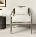 29" Cream and Brown Boucle Arm Chair