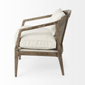 29" Cream and Brown Boucle Arm Chair