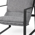 35" Gray and Black Fabric Wingback Chair