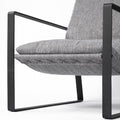 35" Gray and Black Fabric Wingback Chair