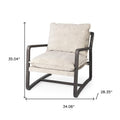 34" Cream and Black Fabric Lounge Chair