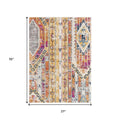 8' Gold And Ivory Southwestern Runner Rug
