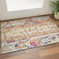 8' Gold And Ivory Southwestern Runner Rug