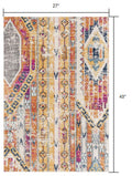 8' Gold And Ivory Southwestern Runner Rug