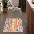 8' Gold And Ivory Southwestern Runner Rug