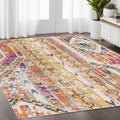 8' Gold And Ivory Southwestern Runner Rug