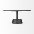 32" Dark Brown and Black Solid Wood and Iron Round Pedestal Coffee Table
