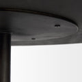 32" Dark Brown and Black Solid Wood and Iron Round Pedestal Coffee Table