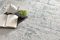 5' X 7' Blue and Ivory Abstract Area Rug