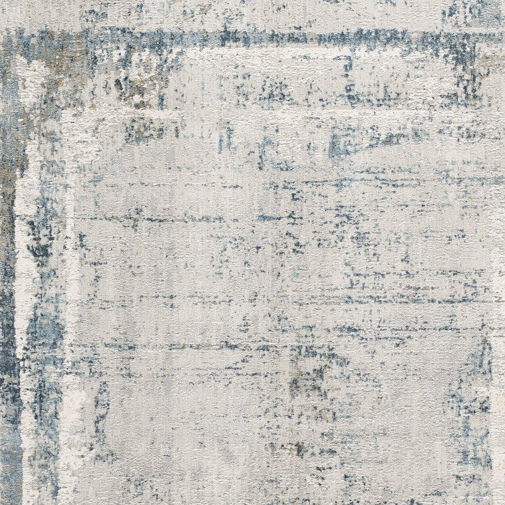5' X 7' Blue and Ivory Abstract Area Rug