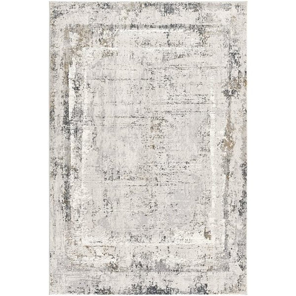 4' X 6' Gray and Ivory Abstract Power Loom Area Rug