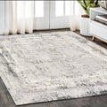 4' X 6' Gray and Ivory Abstract Power Loom Area Rug