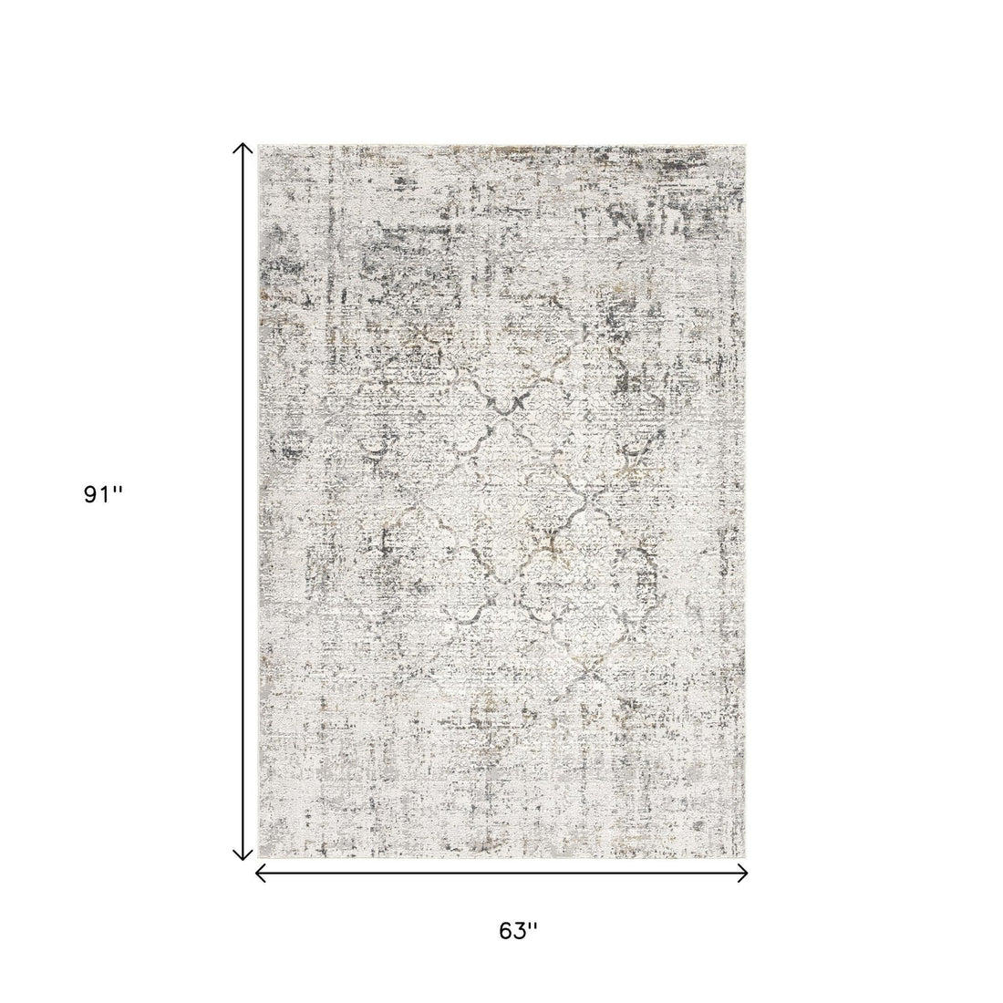 5' X 7' Gray and Ivory Abstract Area Rug