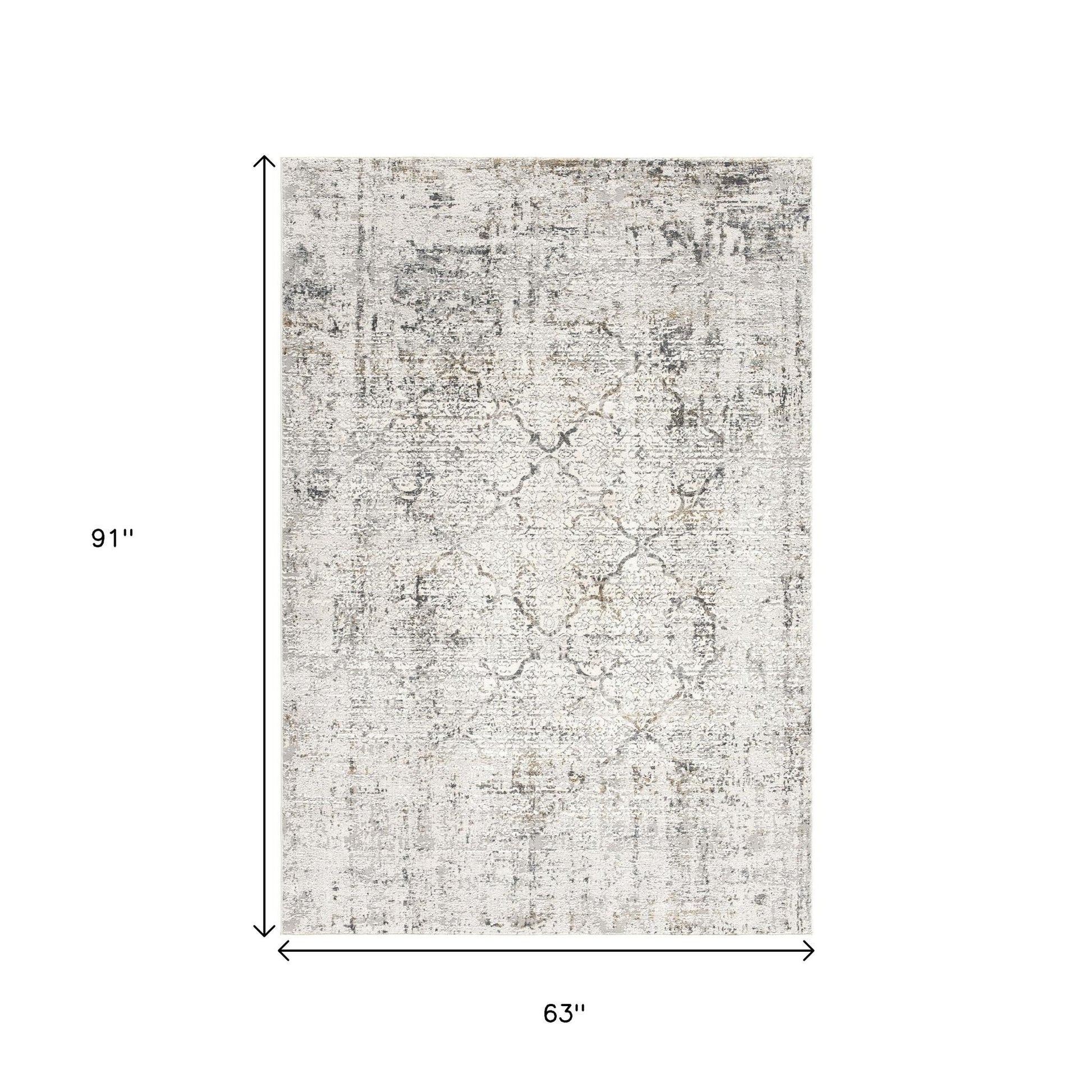 5' X 7' Gray and Ivory Abstract Area Rug
