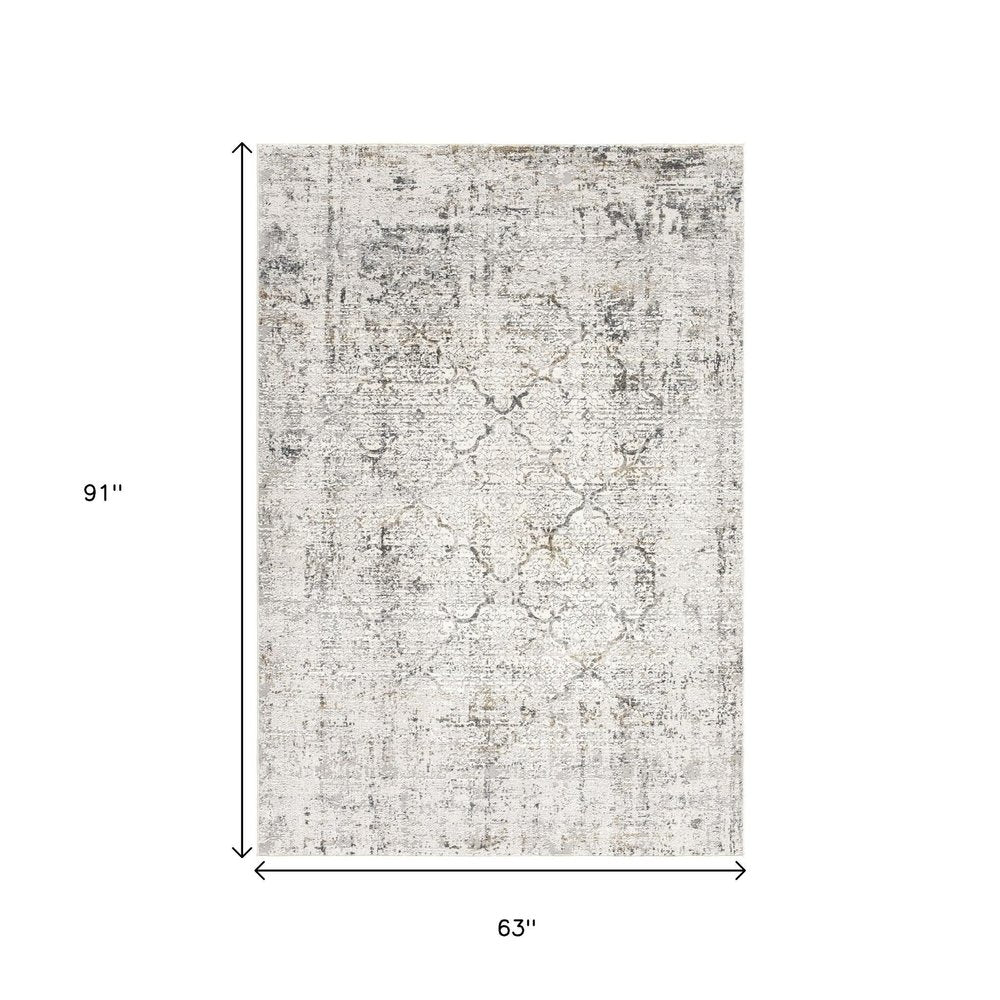 5' X 7' Gray and Ivory Abstract Area Rug