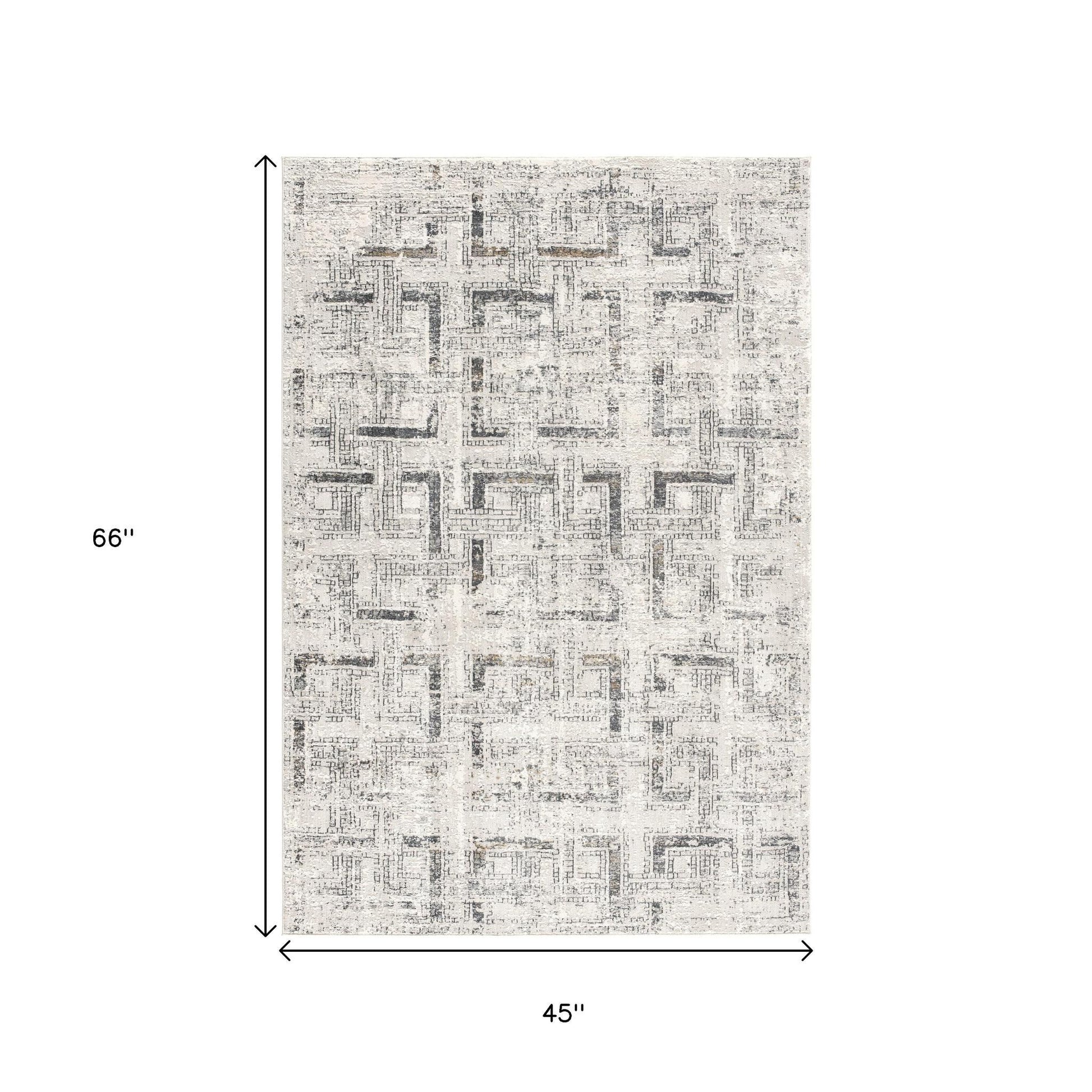 4' X 6' Gray and Ivory Abstract Power Loom Area Rug