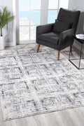 4' X 6' Gray and Ivory Abstract Power Loom Area Rug