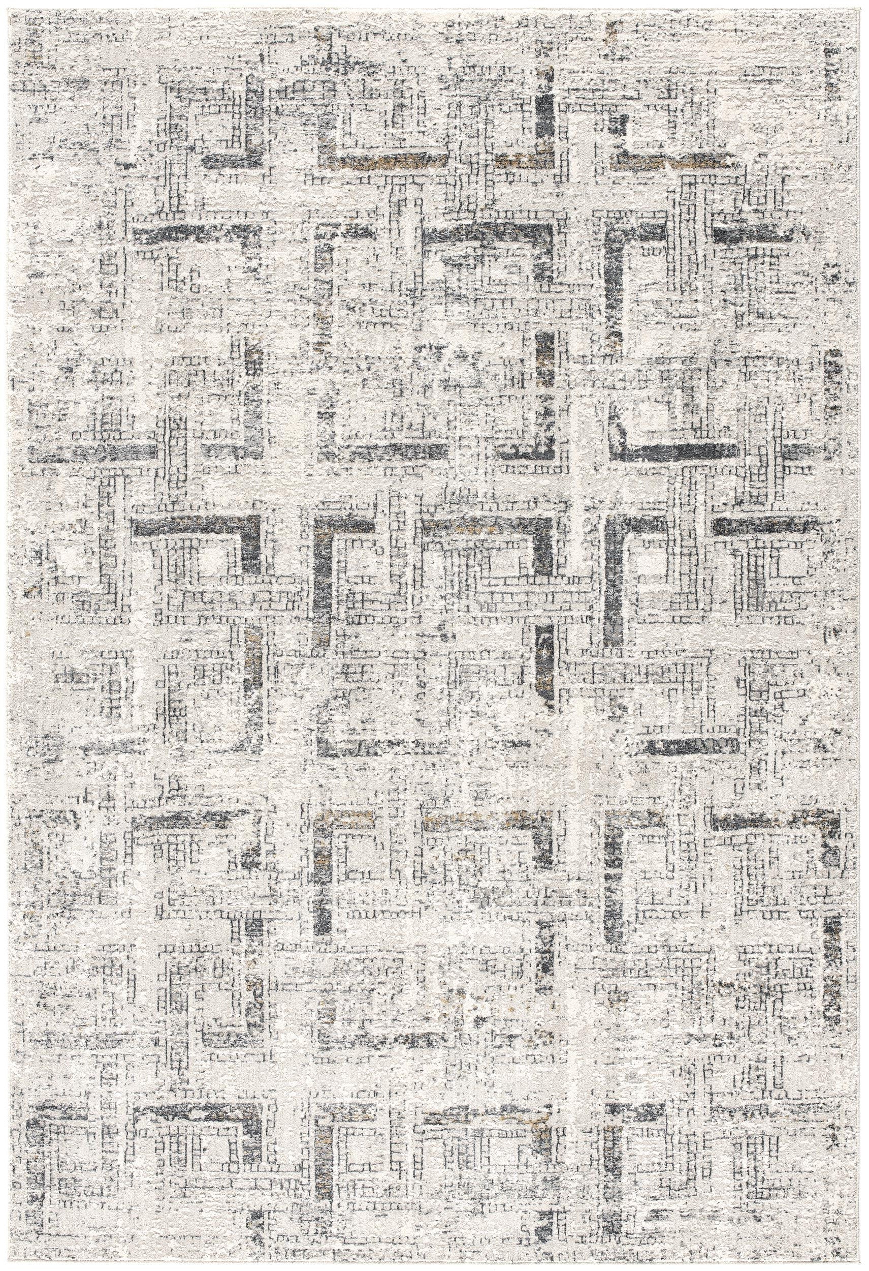 4' X 6' Gray and Ivory Abstract Power Loom Area Rug