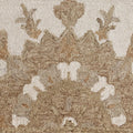 2' X 4' Tan and Beige Wool Medallion Hand Woven Half Circle Area Rug
