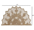 2' X 4' Tan and Beige Wool Medallion Hand Woven Half Circle Area Rug