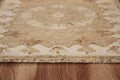 2' X 4' Tan and Beige Wool Medallion Hand Woven Half Circle Area Rug