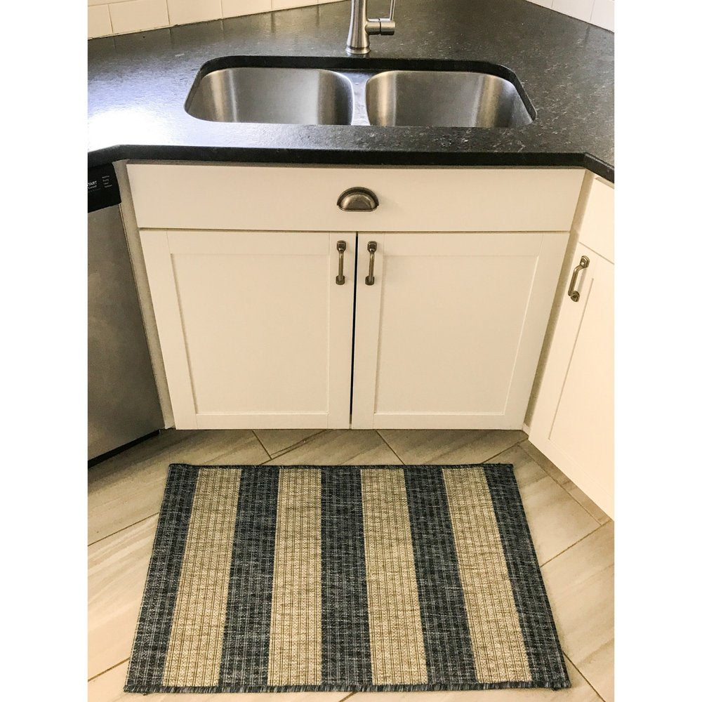 8' X 10' Blue And Gray Indoor Outdoor Area Rug