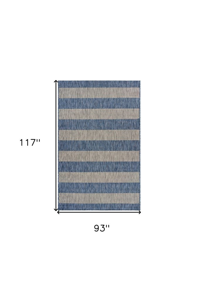 8' X 10' Blue And Gray Indoor Outdoor Area Rug