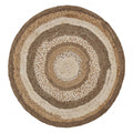 5' Beige Jute Abstract Geometric Hand Braided Round Rug