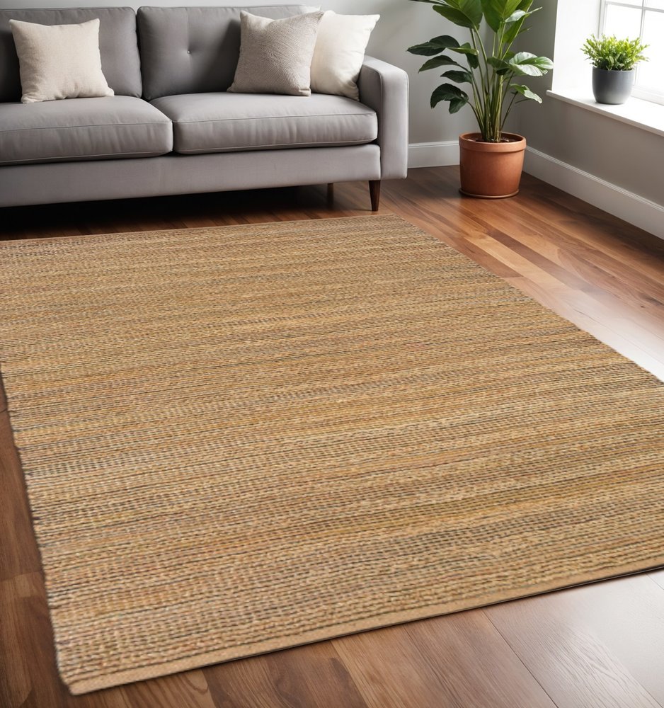 8' X 10' Brown Braided Jute Area Rug