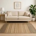 8' X 10' Tan And Black Jute Flatweave Handmade Area Rug