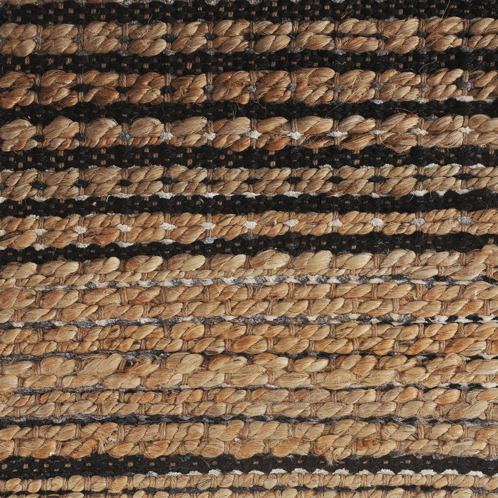 8' X 10' Tan And Black Jute Flatweave Handmade Area Rug
