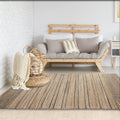 8' X 10' Tan And Black Jute Flatweave Handmade Area Rug