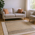 8' X 10' Tan And Black Jute Flatweave Handmade Area Rug