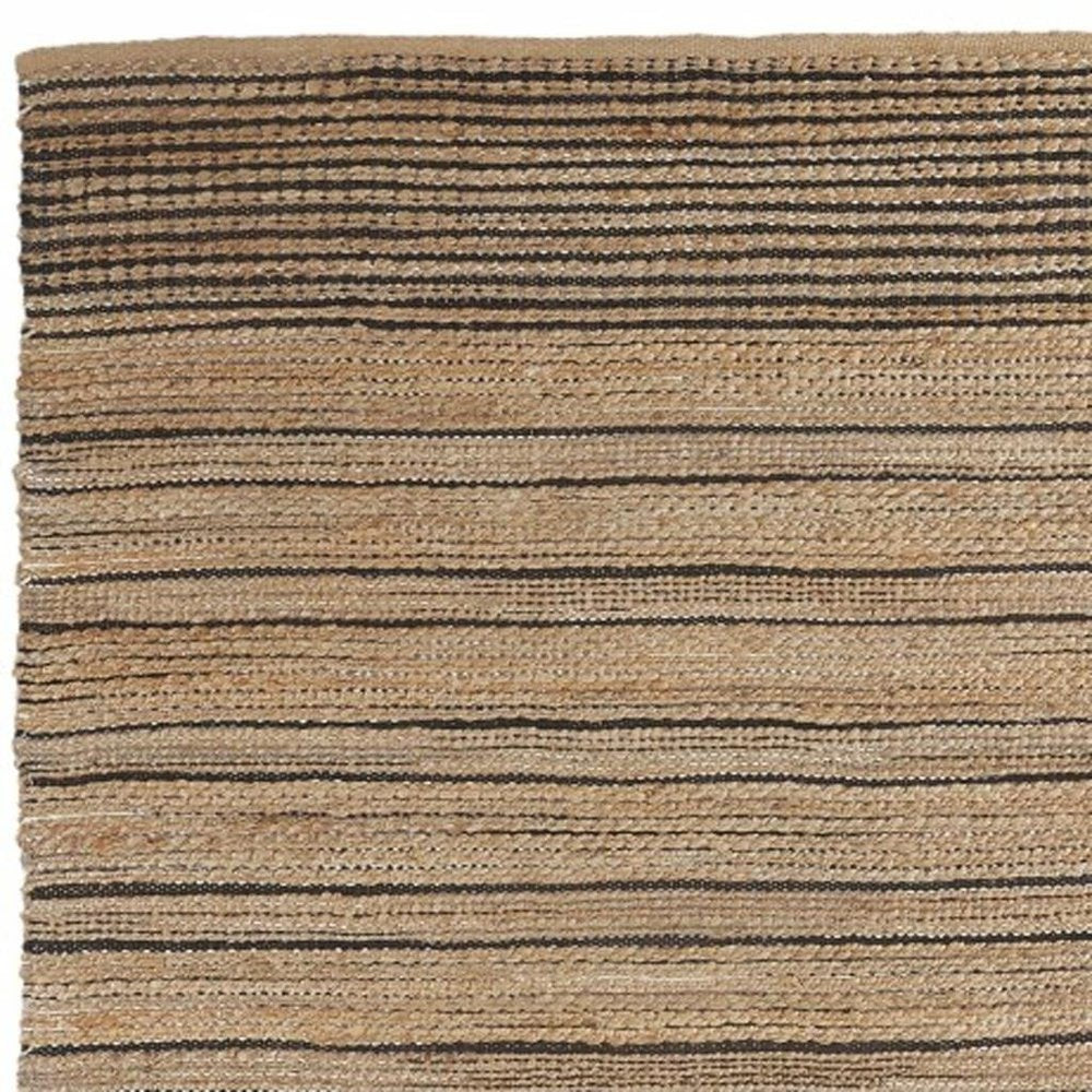 8' X 10' Tan And Black Jute Flatweave Handmade Area Rug