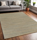 8' X 10' Tan and Blue Undertone Striated Area Rug