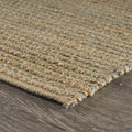 8' X 10' Tan and Blue Undertone Striated Area Rug