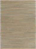 8' X 10' Tan and Blue Undertone Striated Area Rug