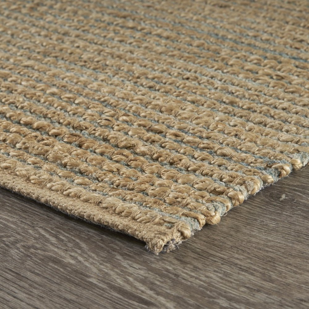 8' X 10' Tan and Blue Undertone Striated Area Rug