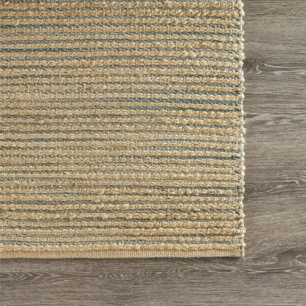 8' X 10' Tan and Blue Undertone Striated Area Rug