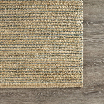 8' X 10' Tan and Blue Undertone Striated Area Rug