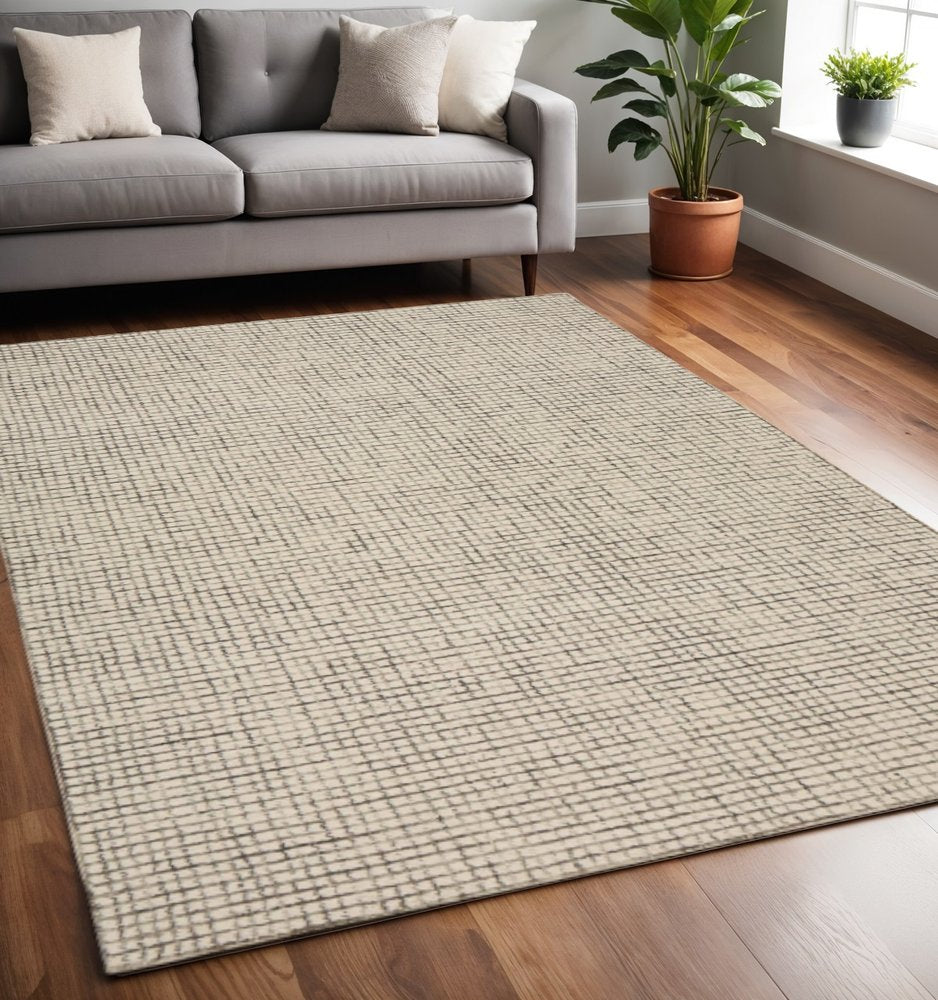 8' X 10' Tan Wool Hand Loomed Area Rug